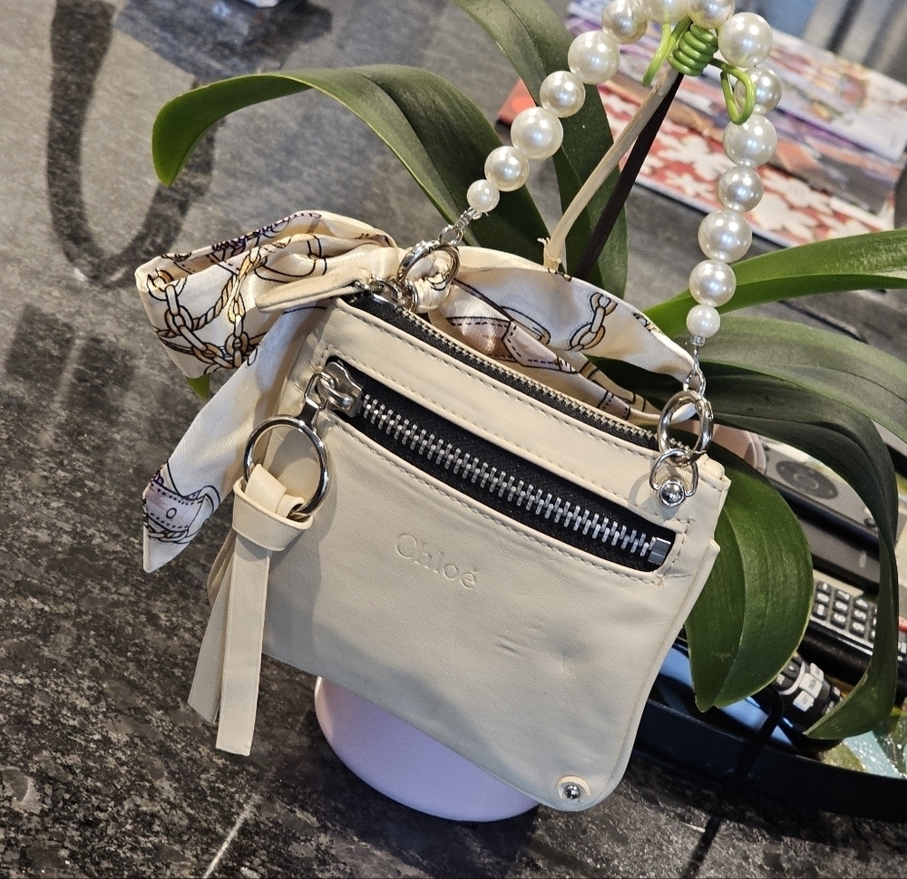 Chloé Cream "O" Ring Clutch w/Wristlet & Twilly Added - Picture 8 of 10